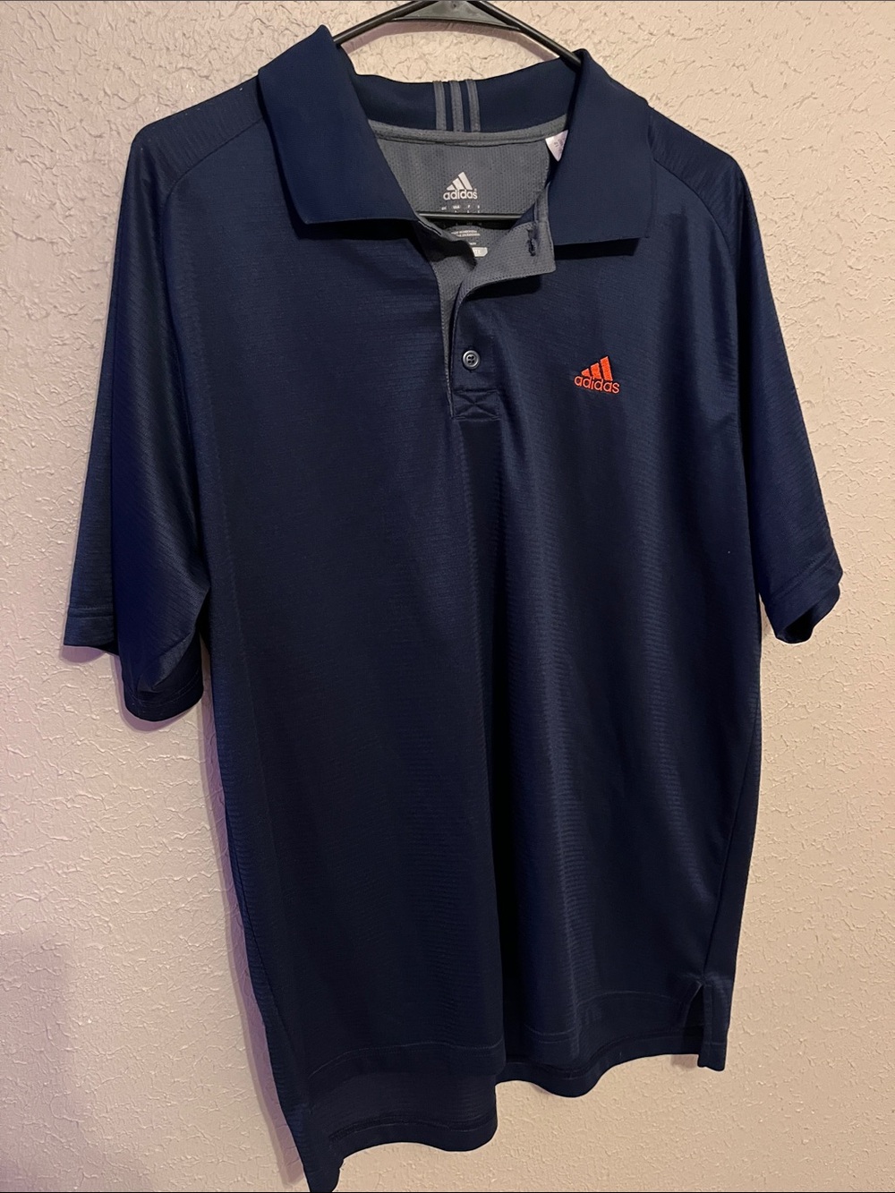 adidas Men's Navy Polo with Orange Logo